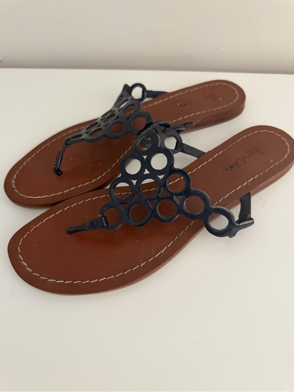 Boden flip flops size 8-8.5 black and brown flats